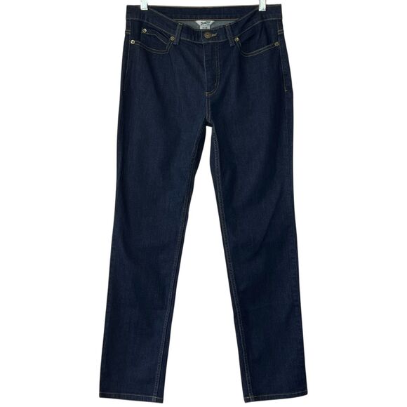 Duluth Trading Co Flex Jeans Daily Denim Dark Indigo Wash Sz 8x29 Slim Straight - Picture 2 of 9